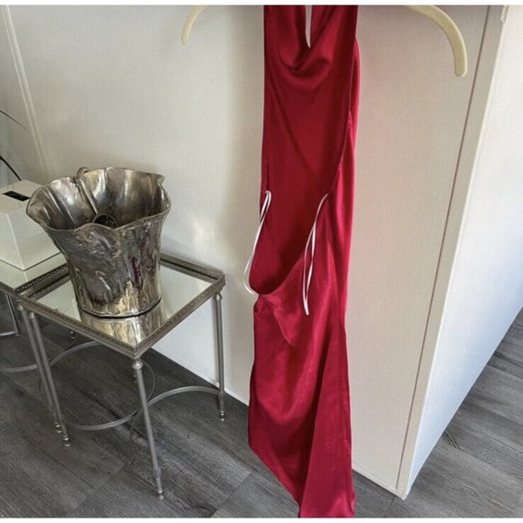 Amanda Uprichard Samba Dress Russian Red Silk Halter Mini - Picture 5 of 5